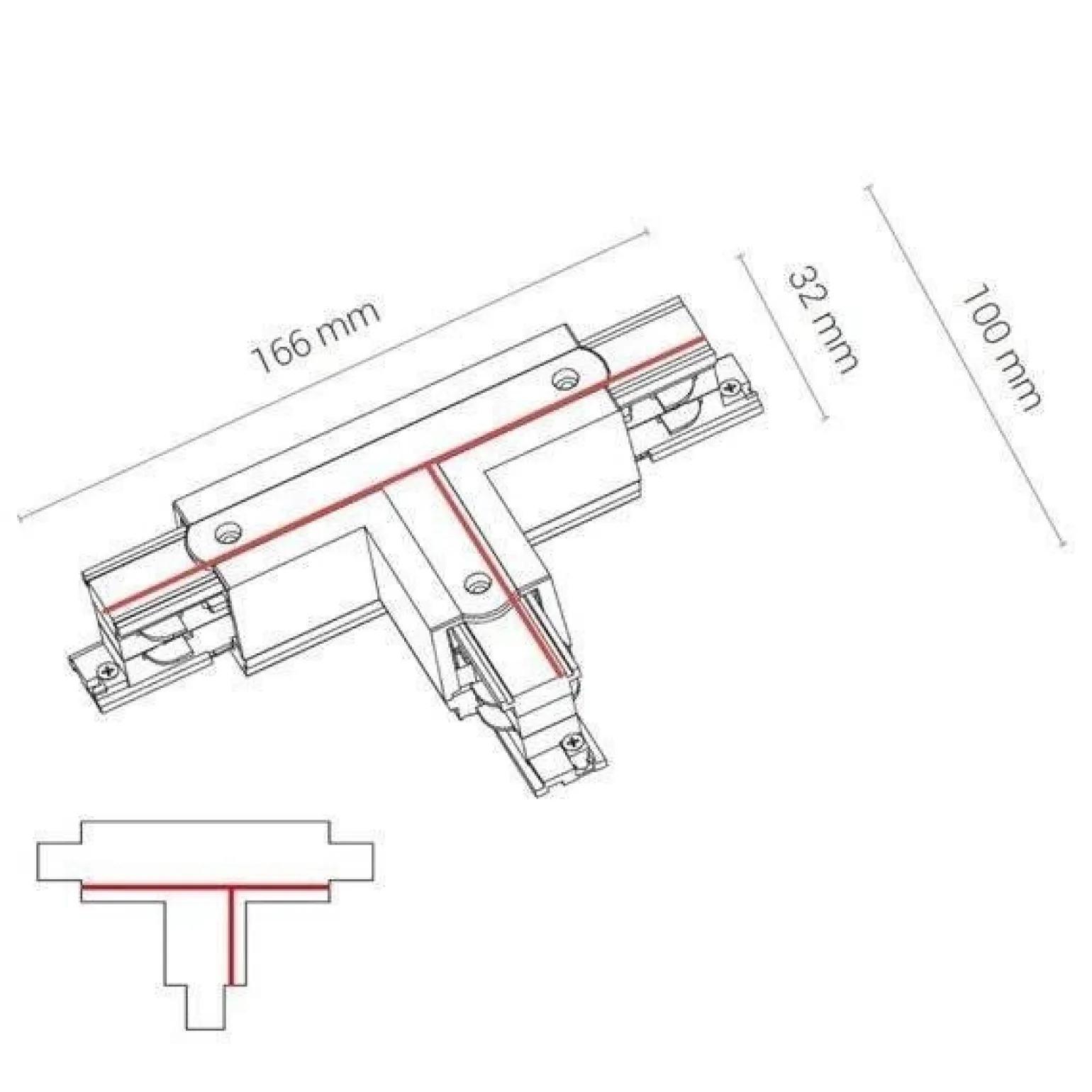 8237 CTLS POWER T CONNECTOR LEFT -2 BLACK (T-L2) (8237) - Nowodvorski