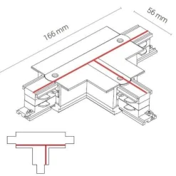 8238 CTLS RECESSED POWER T CONNECTOR LEFT -2 WHITE (T-L2) (8238) - Nowodvorski