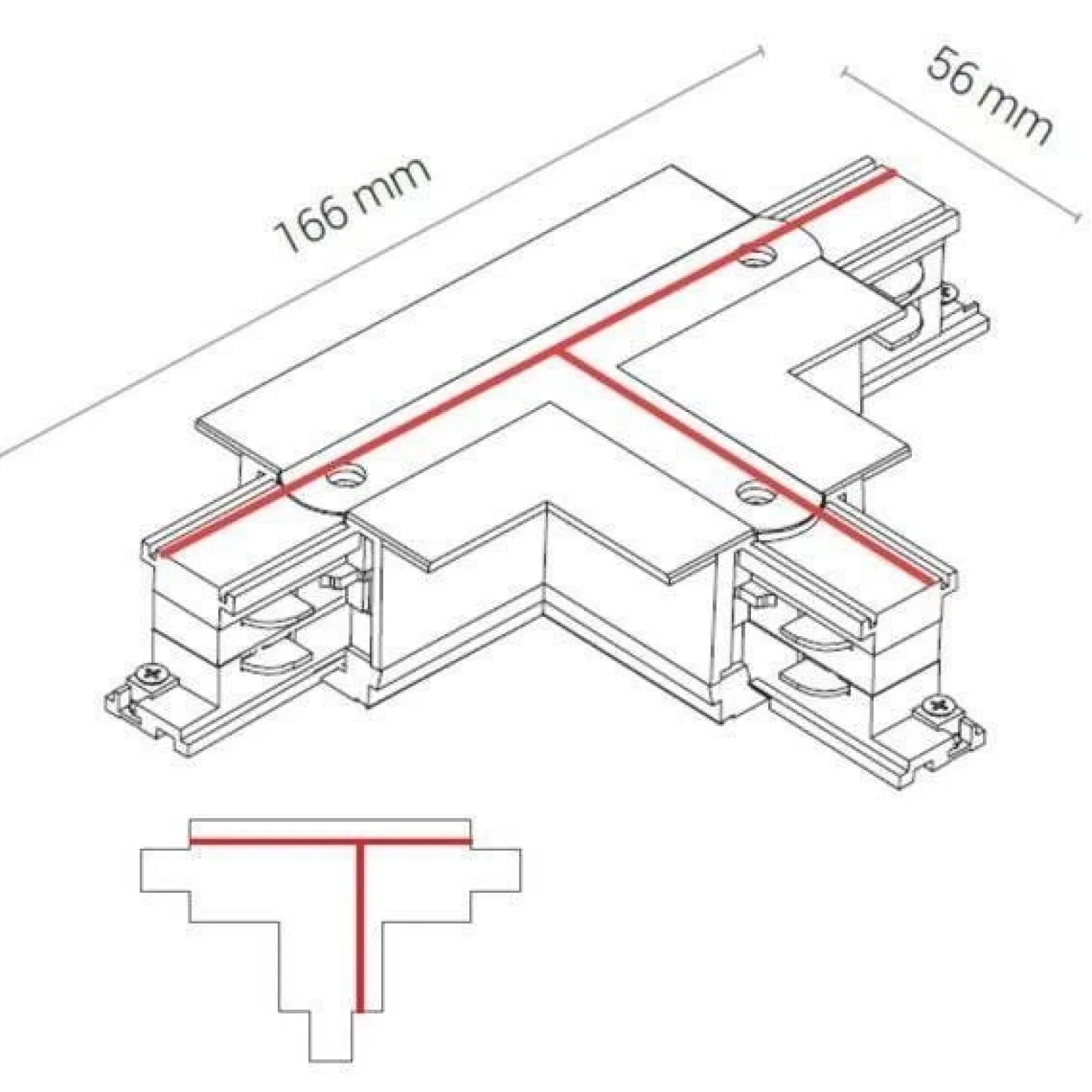 8248 CTLS RECESSED POWER T CONNECTOR LEFT -1 BLACK (T-L1) (8248) - Nowodvorski
