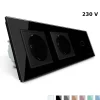 2 gniazda 230V 16A z włącznikiem dotykowym pojedynczym i panelem szklanym w kolorze czarnym (VL-C701GG-62) LIVOLO