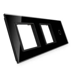 2 gniazda 230V 16A z włącznikiem dotykowym pojedynczym i panelem szklanym w kolorze czarnym (VL-C701GG-62) LIVOLO