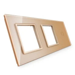 2 gniazda 230V 16A z włącznikiem dotykowym pojedynczym i panelem szklanym w kolorze złotym (VL-C701GG-63) LIVOLO