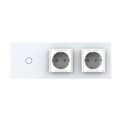 2 gniazda 230V 16A z włącznikiem dotykowym pojedynczym i panelem szklanym w kolorze srebrnym (VL-C701GG-64) LIVOLO