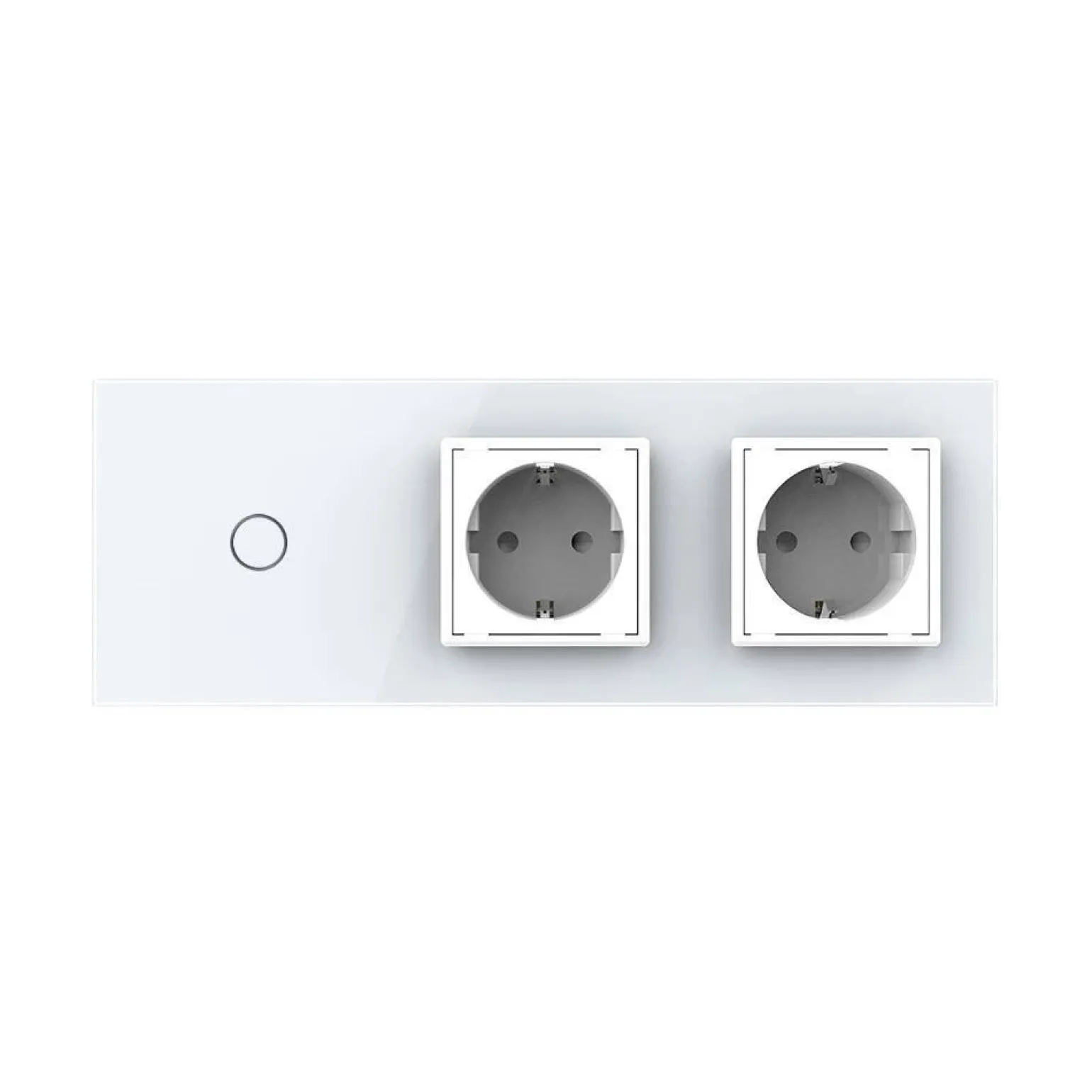 2 gniazda 230V 16A z włącznikiem dotykowym pojedynczym i panelem szklanym w kolorze srebrnym (VL-C701GG-64) LIVOLO