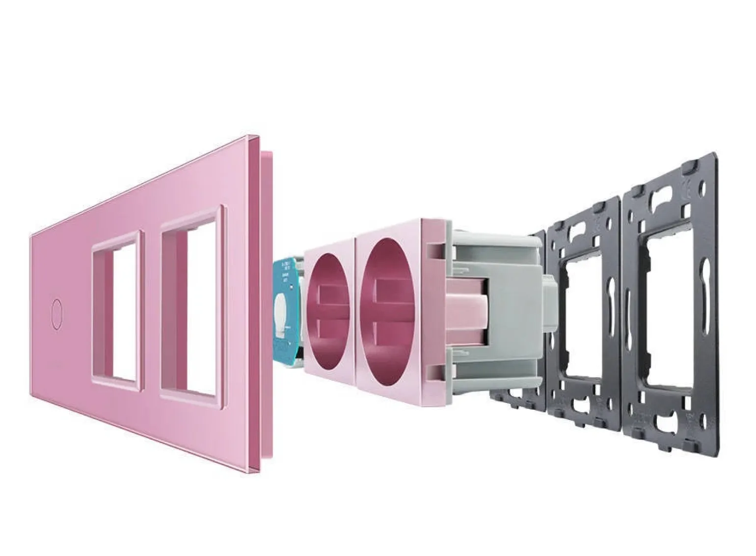 2 gniazda 230V 16A z włącznikiem dotykowym pojedynczym i panelem szklanym w kolorze srebrnym (VL-C701GG-64) LIVOLO