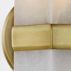 Alabastrowy kinkiet Valencia - 1 źródło światła - Vintage mosiądz (QN-VALENCIA-1WB-VBS-AR) - Quintiesse