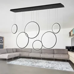 Altavola Design: Lampa wisząca Ledowe Okręgi no. 8 czarna 180 cm in 3k (LA076/P_180_in_3k_black) - ALTAVOLA DESIGN