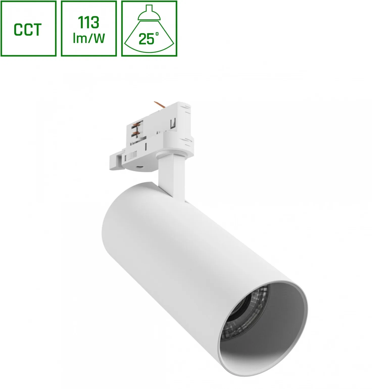 ANDROMEDA PRIME NA SZYNOPRZEWÓD 3F 3CCT 24W 230V 25st IP20 śr.76x177x228mm BIAŁY SPECTRUM (SLI033039CCT_PW) - Spectrum LED
