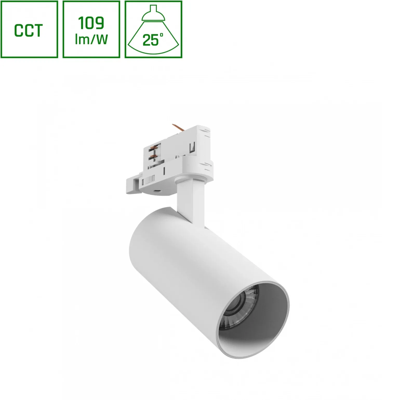 ANDROMEDA PRIME NA SZYNOPRZEWÓD 3F 3CCT 16W 230V 25st IP20 śr. 63x134x184mm BIAŁY SPECTRUM (SLI033038CCT_PW) - Spectrum LED