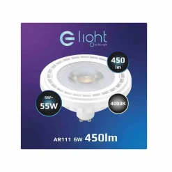 Żarówka LED 6W AR111 GU10 4000K/ Biały (AR8036) - Eko-Light