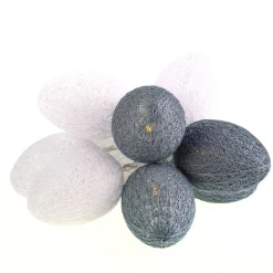 BAWEŁNIANE JAJKA WIELKANOCNE LED BIŁO-SZARE (EKD4918) - Eko-Light