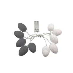 BAWEŁNIANE JAJKA WIELKANOCNE LED BIŁO-SZARE (EKD4918) - Eko-Light