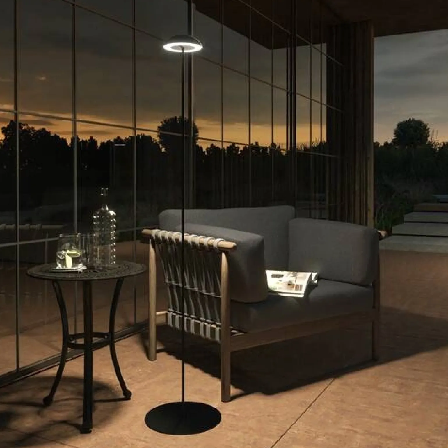 Bezprzewodowa oprawa podłogowa MROOM LED IP65 szara (26580-M930-D9-TD-84) - Aqform