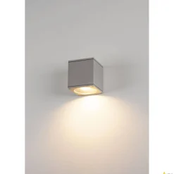 BIG THEO WALL, lampa ścienna outdoor, QPAR111, IP44, kwadratowa, srebrnoszara, maks. 75W (229564) - SLV