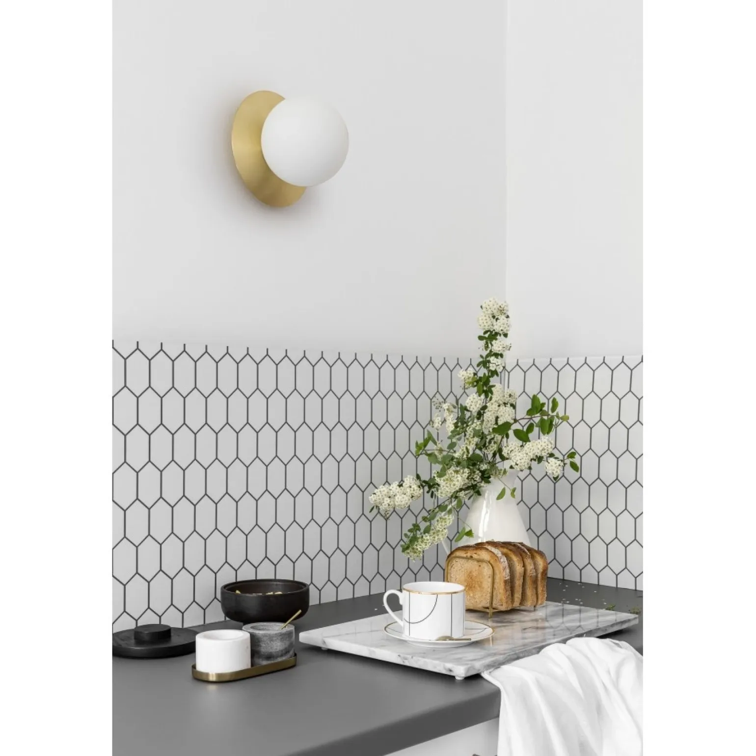 BORRA A mosiężna lampa ścienna / kinkiet z podwyższoną szczelnością IP44 (BRA120S0) - Ummo