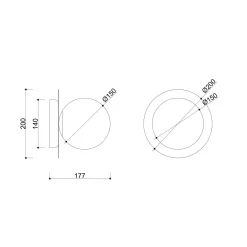 BORRA A mosiężna lampa ścienna / kinkiet z podwyższoną szczelnością IP44 (BRA120S0) - Ummo