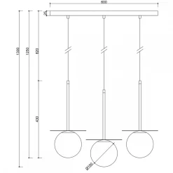 BORRA B 3L czarna potrójna lampa sufitowa (BRB322PL) - Ummo