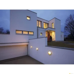 BULAN, lampa ścienna i sufitowa outdoor, C35, IP44, okrągła, srebrnoszara, szkło satynowane, maks. 60W (229072) - SLV