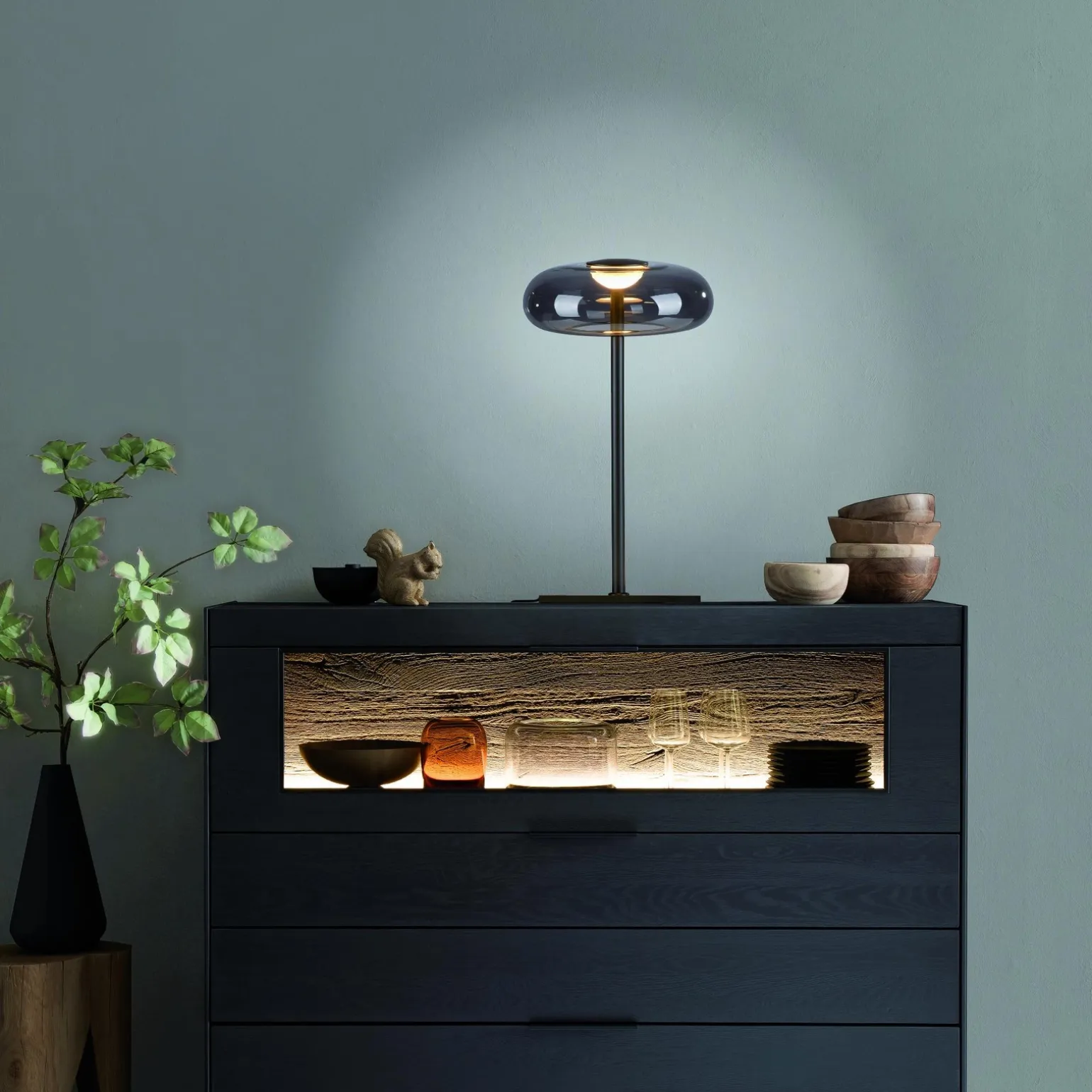 Ściemnialna lampa stołowa POSH SZARA (15697-15) - Paul Neuhaus