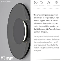 Ściemnialny kinkiet PURE MOON SZARY (9594-15) - Paul Neuhaus