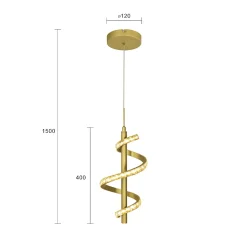 CLARET Spiralna lampa wisząca pojedyncza z dekoracyjnymi kryształami i trzystopniowym ściemniaczem typu