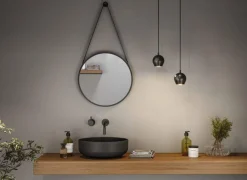 Czarna lampa wisząca przy lustrze w łazience IP44 (PL76992) - PAULMANN