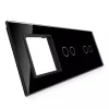 Czarna ramka szklana LIVOLO z miejscem do dwóch podwójnych włączników dotykowych (7022G-62) LIVOLO