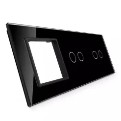 Czarna ramka szklana LIVOLO z miejscem do dwóch podwójnych włączników dotykowych (7022G-62) LIVOLO