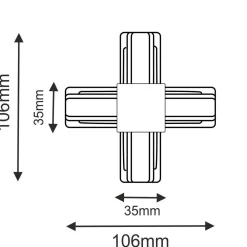 Łącznik krzyżowy szynoprzewodu natynkowego 1F 230V - Czarny (6335) - Brosline