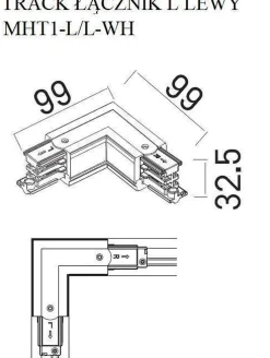 Łącznik "L" DOBAC TRACK lewy biały (MHT1-L/L-WH) - Maxlight