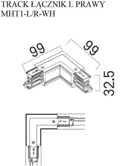 Łącznik "L" DOBAC TRACK prawy biały (MHT1-L/R-WH) - Maxlight