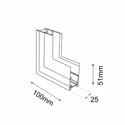 Łącznik L natynkowy ściana - sufit szynoprzewodu magnetycznego Komatsu 48V - Czarny (6521) - Shilo
