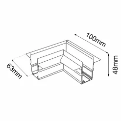 Łącznik L podtynkowy szynoprzewodu magnetycznego Komatsu 48V - Czarny (6509) - Shilo