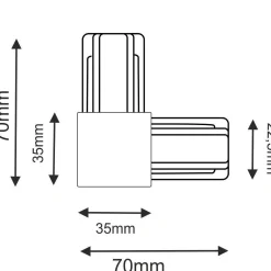 Łącznik L szynoprzewodu natynkowego 1F 230V - Czarny (6306) - Brosline