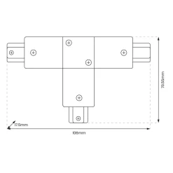 Łącznik T Track Czarny 1-Obwodowy (ML0712) - Milagro