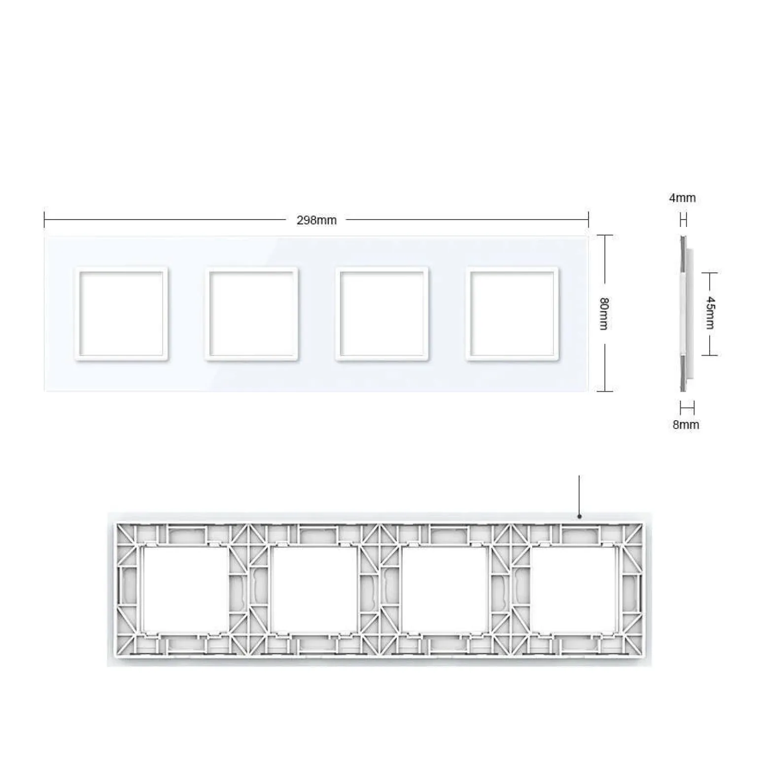 Czterokrotna czarna ramka szklana (GPF-4-62) LIVOLO