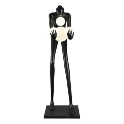 Designerska czarna lampa podłogowa WOMAN-2 BLACK 190 cm (DN433-F black) - Step into Design