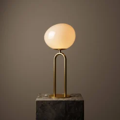 Designerska lampa stołowa SHAPES Nordlux E27 15W Szkło Mosiądz