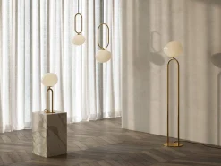 Designerska lampa stołowa SHAPES Nordlux E27 15W Szkło Mosiądz