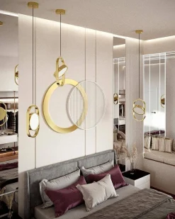 Designerska lampa wisząca do sypialni SPINNER 19 złota (MSE1501100469) - Moosee