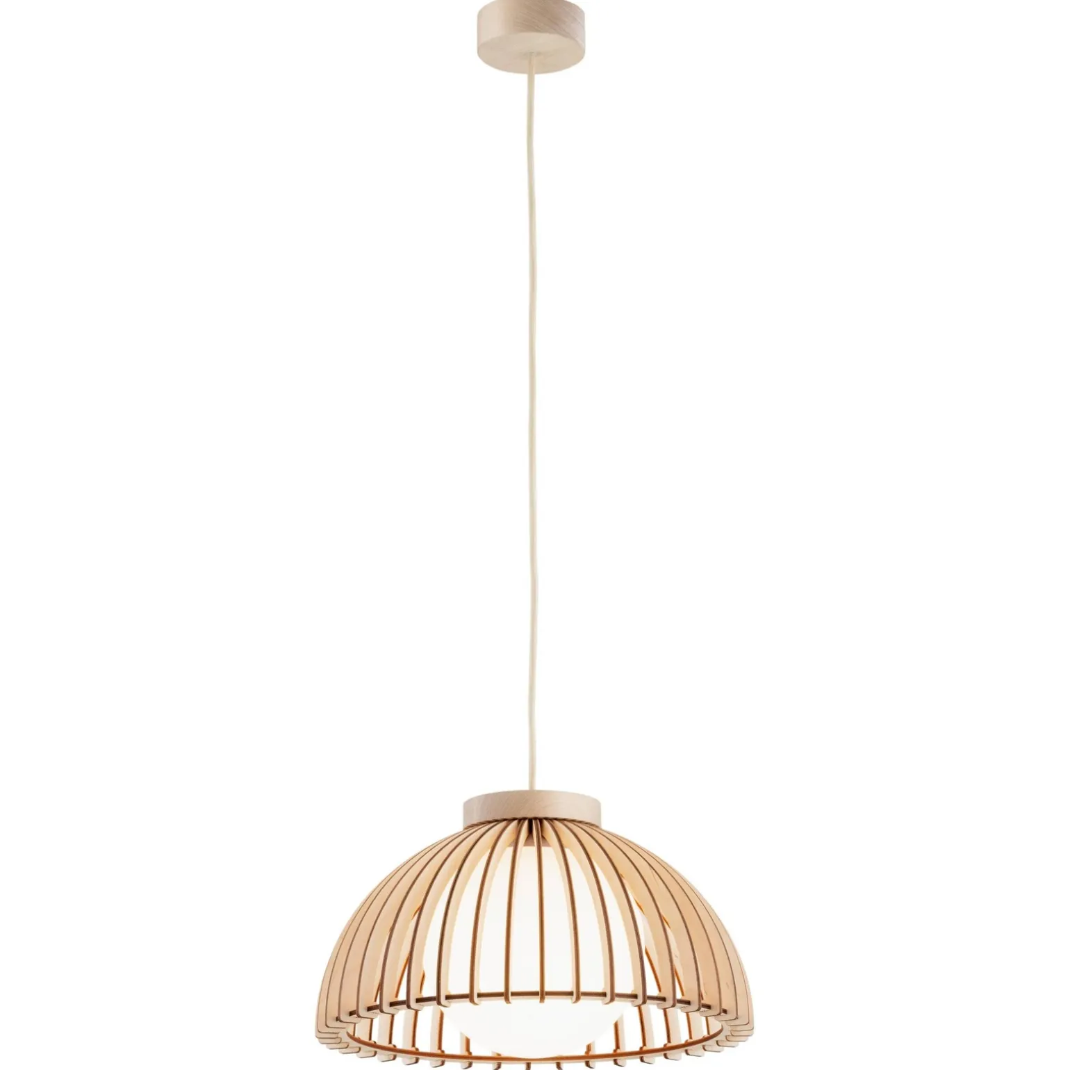 Drewniana lampa wisząca TRE ze szklanym kloszem (8634) - Argon