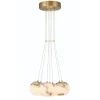Duża alabastrowa lampa wisząca Kepler - 7 źródeł światła - Szczotkowane złoto (QN-KEPLER-7P-BG) - Quintiesse