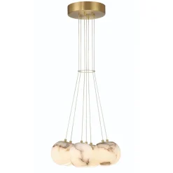 Duża alabastrowa lampa wisząca Kepler - 7 źródeł światła - Szczotkowane złoto (QN-KEPLER-7P-BG) - Quintiesse