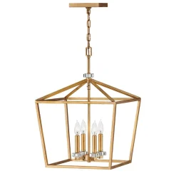 Duża lampa wisząca/ Półplafon Stinson - 4 źródła światła - Przecierany mosiądz (QN-STINSON-4P-L-DBR) - Quintiesse