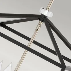 Duża lampa wisząca/ Półplafon Stinson - 4 źródła światła - Czarna/ Polerowany nikiel (QN-STINSON-4P-L-BK) - Quintiesse