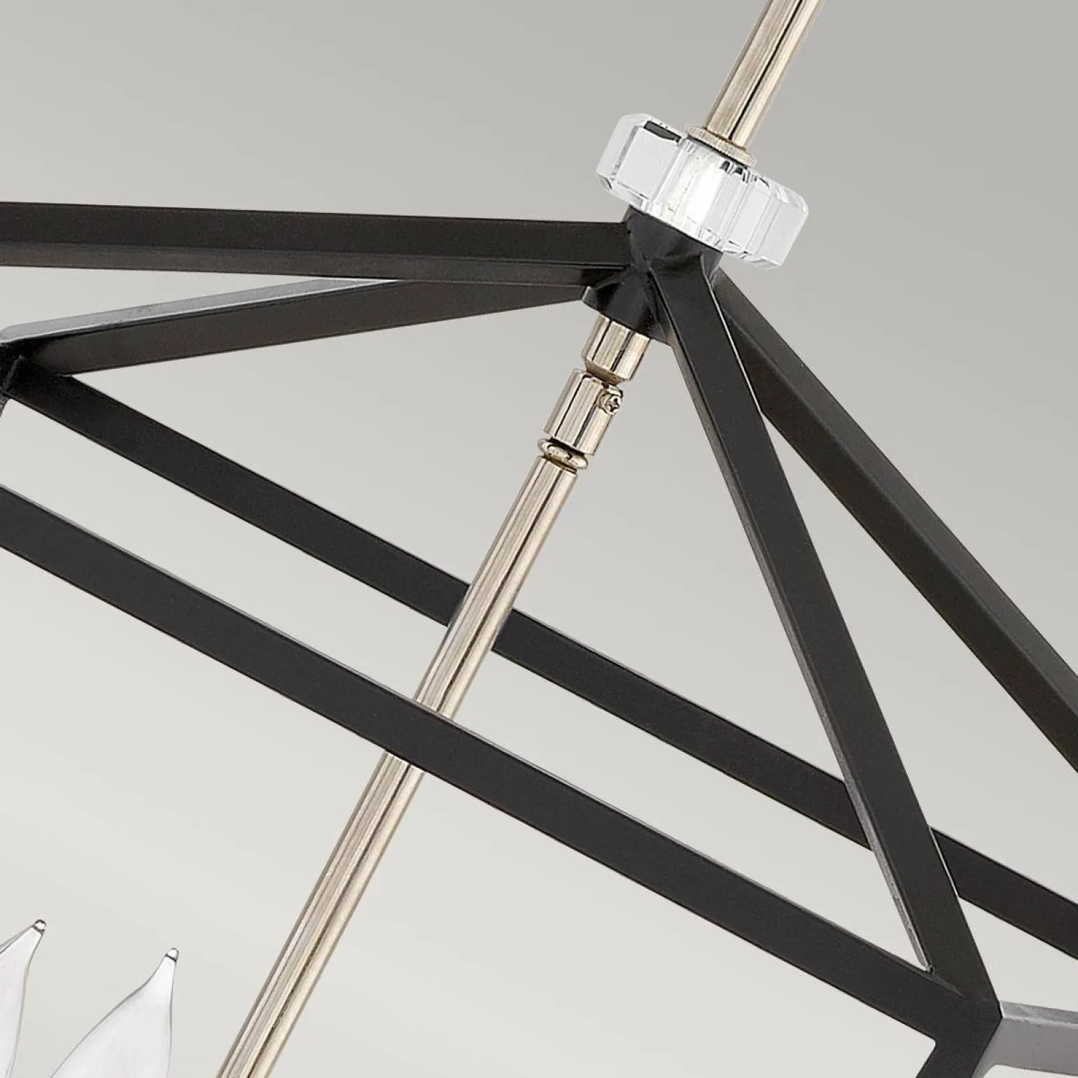 Duża lampa wisząca/ Półplafon Stinson - 4 źródła światła - Czarna/ Polerowany nikiel (QN-STINSON-4P-L-BK) - Quintiesse