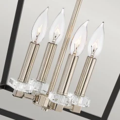 Duża lampa wisząca/ Półplafon Stinson - 4 źródła światła - Czarna/ Polerowany nikiel (QN-STINSON-4P-L-BK) - Quintiesse