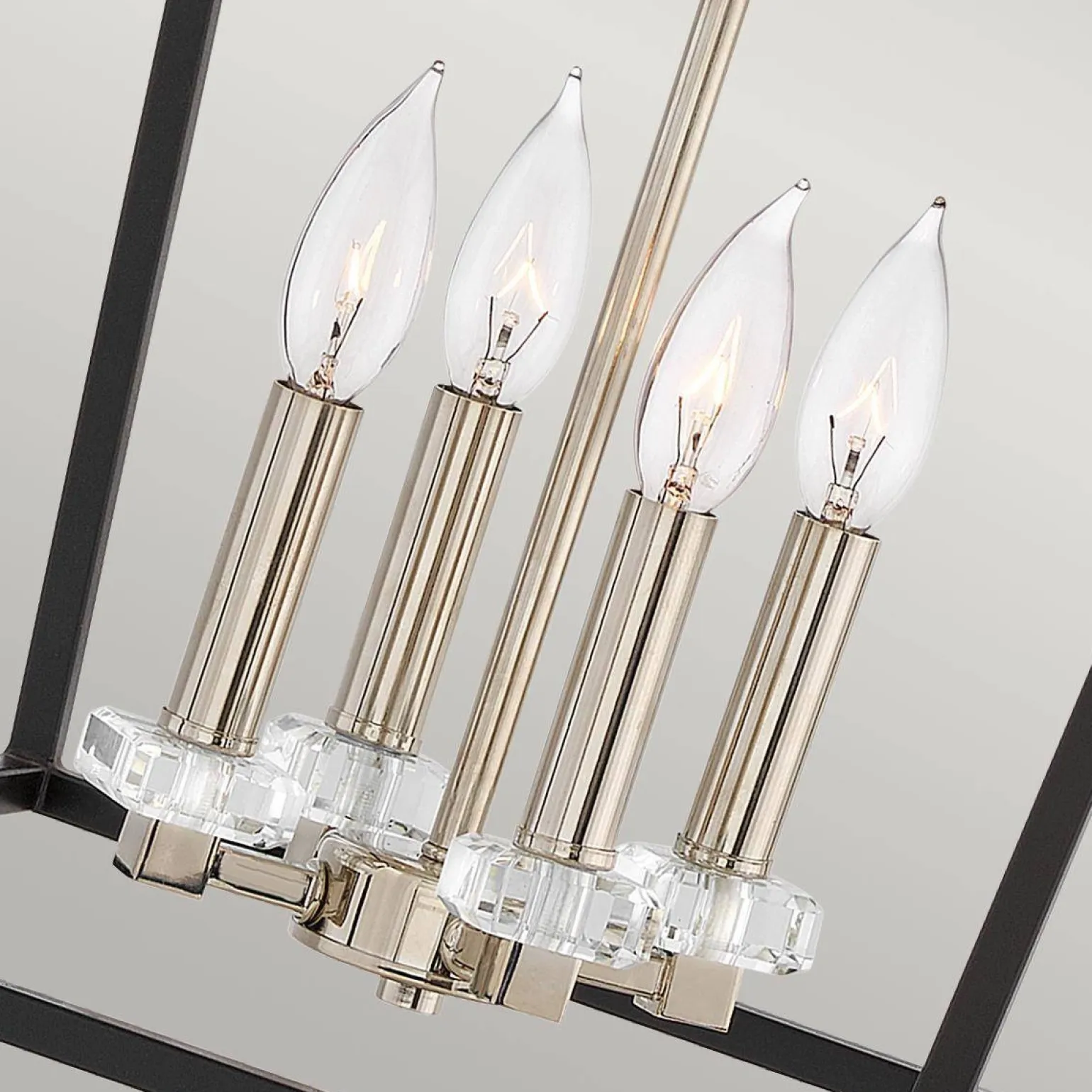 Duża lampa wisząca/ Półplafon Stinson - 4 źródła światła - Czarna/ Polerowany nikiel (QN-STINSON-4P-L-BK) - Quintiesse