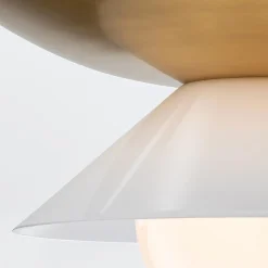 Duża lampa wisząca Saucer - 4 źródła światła - Postarzany mosiądz (QN-SAUCER-4P-L-AB-OPAL) - Quintiesse