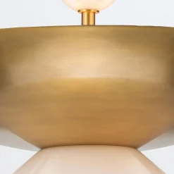Duża lampa wisząca Saucer - 4 źródła światła - Postarzany mosiądz (QN-SAUCER-4P-L-AB-OPAL) - Quintiesse